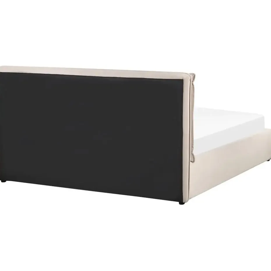 BAJONNA - Bed met opbergruimte - Beige - 160 x 200 cm - Fluweel