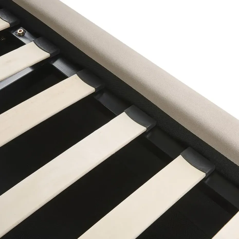 BAJONNA - Bed met opbergruimte - Beige - 160 x 200 cm - Fluweel