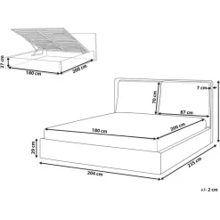 BAJONNA - Bed met opbergruimte - Lichtbeige - 180 x 200 cm - Polyester