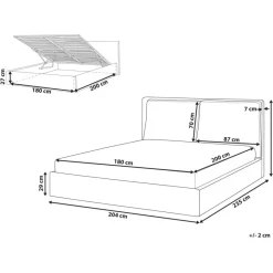 BAJONNA - Bed met opbergruimte - Lichtbeige - 180 x 200 cm - Polyester