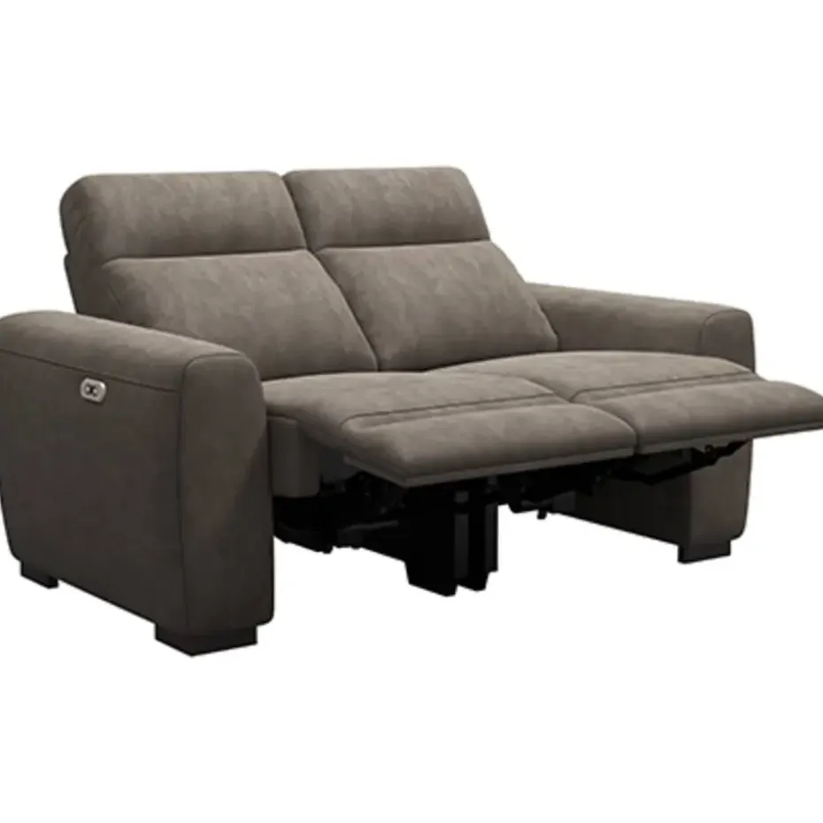 Bank James elektrisch verstelbaar 2-zits - stof Billy Joe - grijs