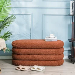 Bank met opbergruimte in terracotta lussen