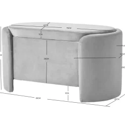 Bank met opbergruimte in witte lussen