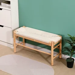 Bank met opbergruimte van massief grenen en touw