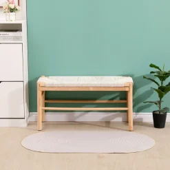 Bank met opbergruimte van massief grenen en touw