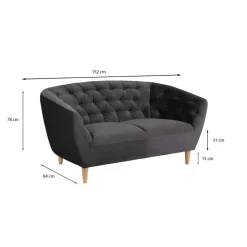 Bank Thyrza 2-zits - fluweel - donkergrijs