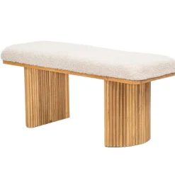 Bank van massief hout en witte lussen