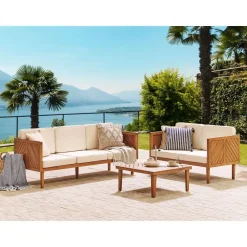 BARATTI - Driezitsbank - Lichte houtkleur - Acaciahout