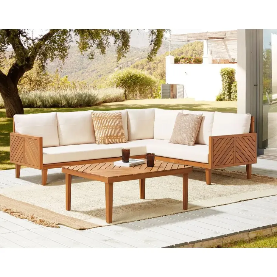 BARATTI - Loungeset voor 4 - Lichte houtkleur/Beige - Acaciahout