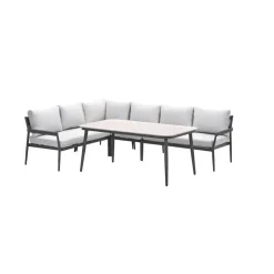 Barcelona lounge-diningset -5-dlg. - c. black -dark grey - valley sand
