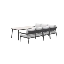 Barcelona lounge-diningset -5-dlg. - c. black -dark grey - valley sand