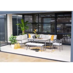 Barcelona lounge-diningset -5-dlg. - c. black -dark grey - valley sand
