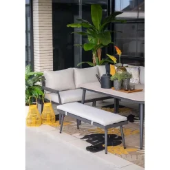 Barcelona lounge-diningset -5-dlg. - c. black -dark grey - valley sand