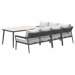 Barcelona lounge-diningset -5-dlg. - c. black -dark grey - valley sand