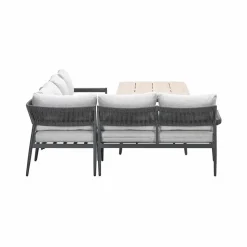 Barcelona lounge-diningset -5-dlg. - c. black -dark grey - valley sand