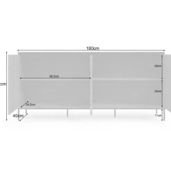 Bari - Dressoir met 4 deuren en eiken effect