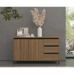 Bari - Dressoir met 2 deuren en 3 laden en eiken effect