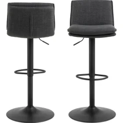 Barkruk Donkergrijs Stof - Zithoogte 68-89cm - Tregoss - Set van 2