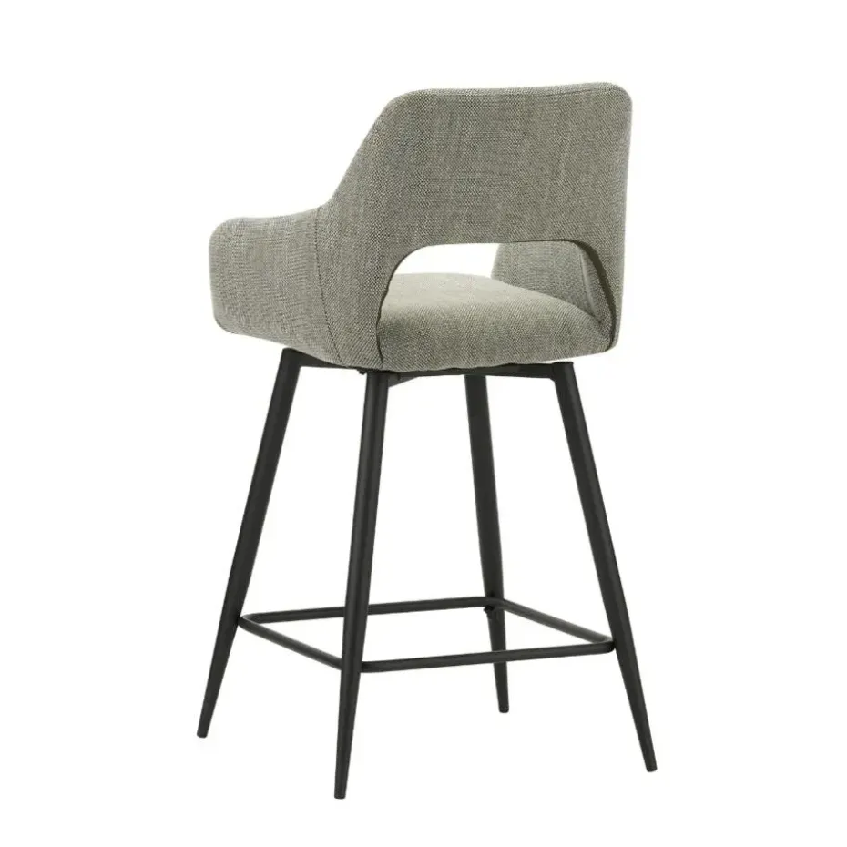 Barkruk Skye draaibaar met armleuning groen - Zithoogte 66,50 cm - Stof - Groen