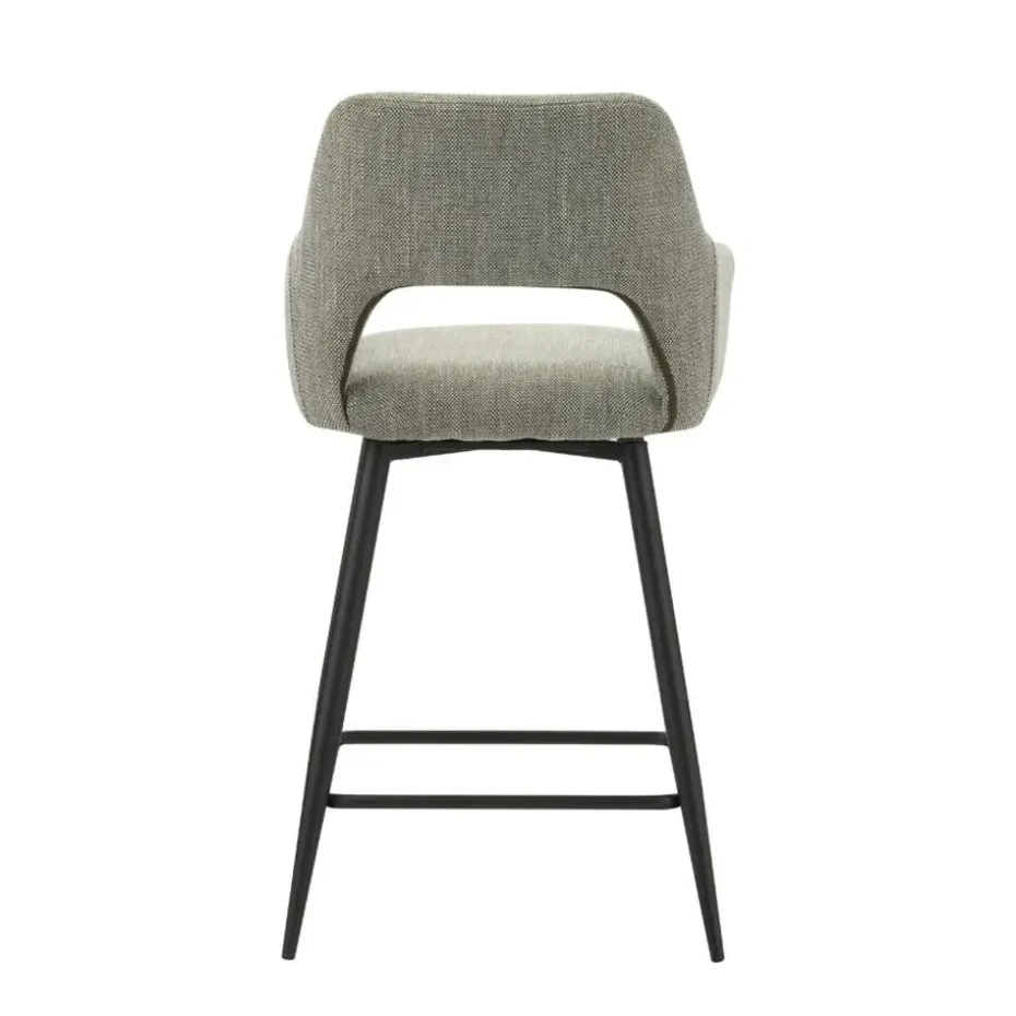 Barkruk Skye draaibaar met armleuning groen - Zithoogte 66,50 cm - Stof - Groen