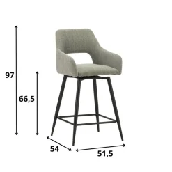 Barkruk Skye draaibaar met armleuning groen - Zithoogte 66,50 cm - Stof - Groen