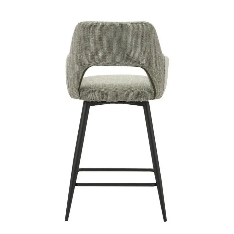 Barkruk Skye draaibaar met armleuning groen - Zithoogte 66,50 cm - Stof - Groen