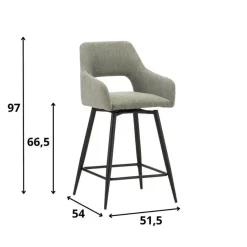 Barkruk Skye draaibaar met armleuning groen - Zithoogte 66,50 cm - Stof - Groen
