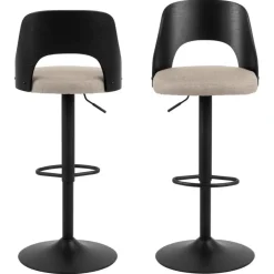 Barkruk Zand Stof - Zitbreedte 47cm - 47x51x113cm - Lucas - Set van 2