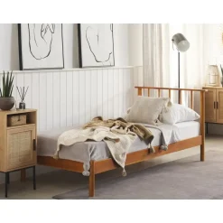 BARRET - Eenpersoonsbed - Lichte houtkleur - 90 x 200 cm - Dennenhout