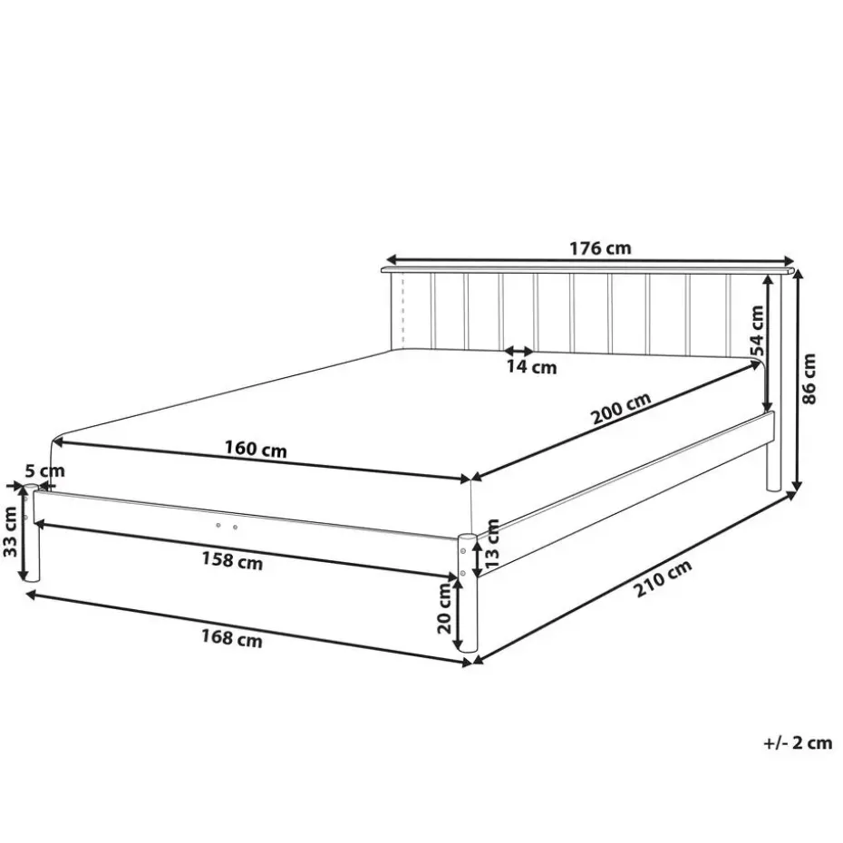 BARRET II - Tweepersoonsbed - Lichtbruin - 160 x 200 cm - Dennenhout