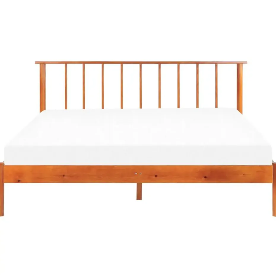 BARRET II - Tweepersoonsbed - Lichtbruin - 160 x 200 cm - Dennenhout