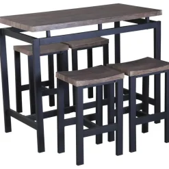 Barset Mesin 120x60 met 4 barkrukken - bruin/zwart