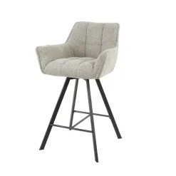 Barstoel - Draaibaar - Zand Bouclé - Raster - Set van 2