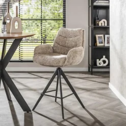 Barstoel Draaibaar - Zandkleur - Metaal - 66x67x90cm - Rich - Set van 2