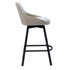 Barstoel Stof Beige - Zithoogte 65cm - 50x49x89cm - Roos - Set van 2