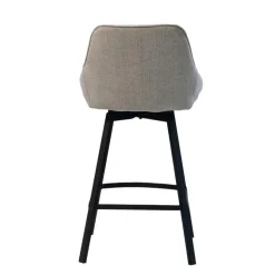 Barstoel Stof Beige - Zithoogte 65cm - 50x49x89cm - Roos - Set van 2