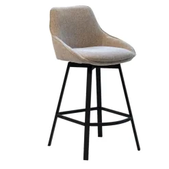 Barstoel Stof Taupe - Zithoogte 65cm - 50x49x89cm - Roos - Set van 2