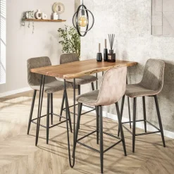 Bartafel Hout 130cm - Boomstamtafel - Metalen Frame