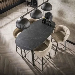 Bartafel Keramieklook - 140x75x92cm - Deens Ovaal