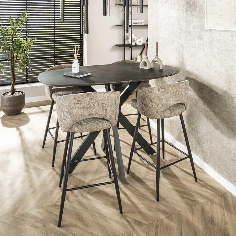 Bartafel Keramieklook - 140x80x93cm - Kruisframe