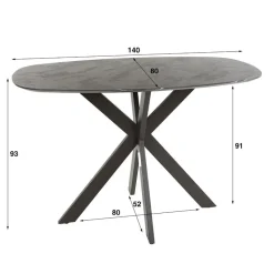 Bartafel Keramieklook - 140x80x93cm - Kruisframe