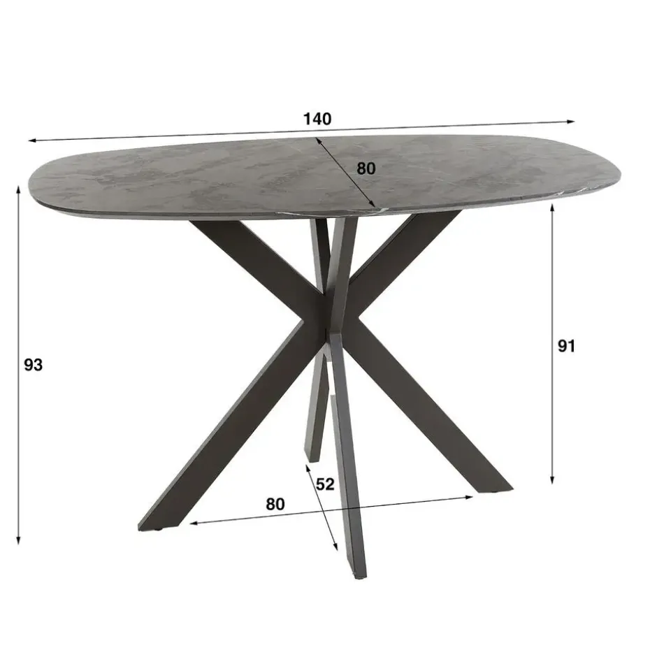 Bartafel Keramieklook - 140x80x93cm - Kruisframe