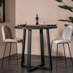 Bartafel Rond - Zwart Mangohout - 110x110x90cm - Lowie