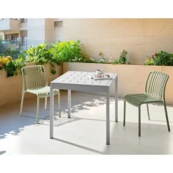 BARTICA - Tuintafel - Grijs - 81 x 84 cm - Synthetisch materiaal