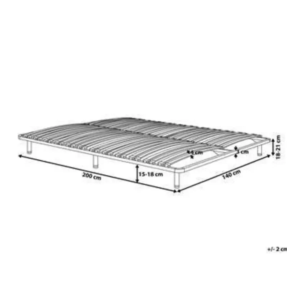 BASIC - Vrijstaande lattenbodem - Zwart - 140 x 200 cm - Staal