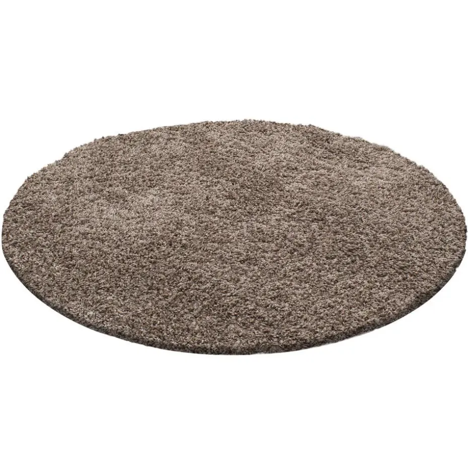 Basic Rond Shaggy vloerkleed Caramel Hoogpolig - 200 CM ROND