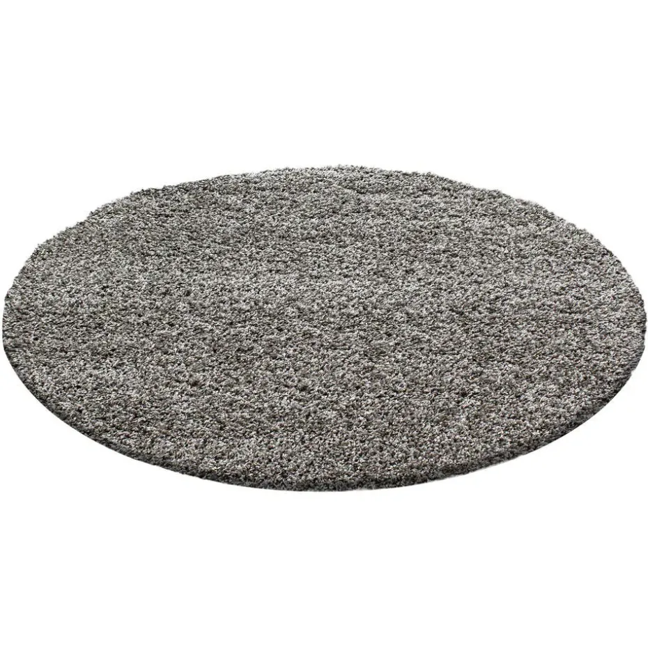 Basic Rond Shaggy vloerkleed Taupe Hoogpolig - 200 CM ROND