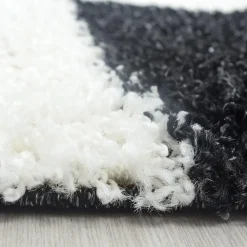 Basic Shaggy Geblokt vloerkleed Zwart / Wit Hoogpolig - 160x230 CM