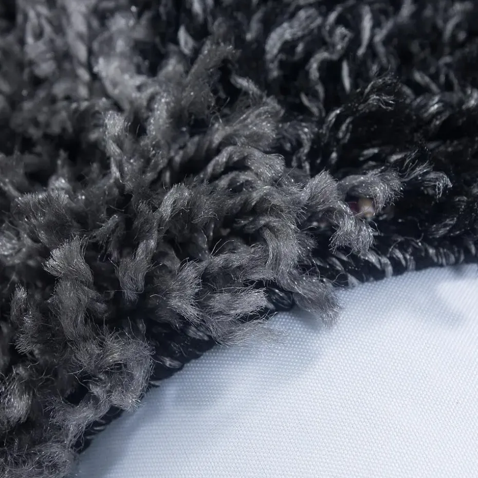 Basic Shaggy Geblokt vloerkleed Zwart / Wit Hoogpolig - 160x230 CM