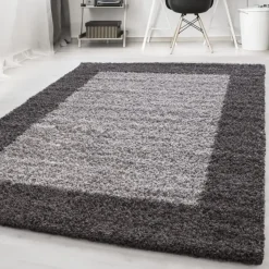 Basic Shaggy Kader vloerkleed Grijs Hoogpolig - 200x290 CM